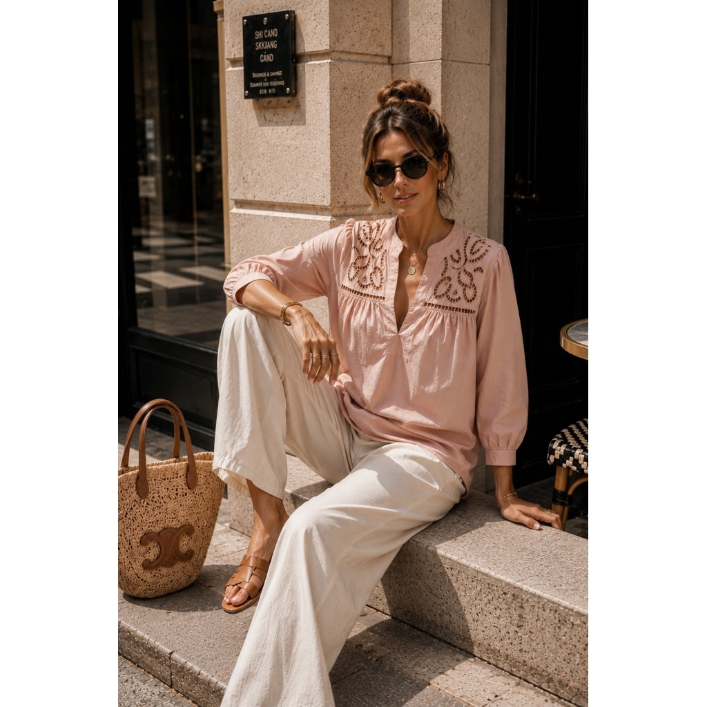 Qnuz 9465 Blouse w Embrodery