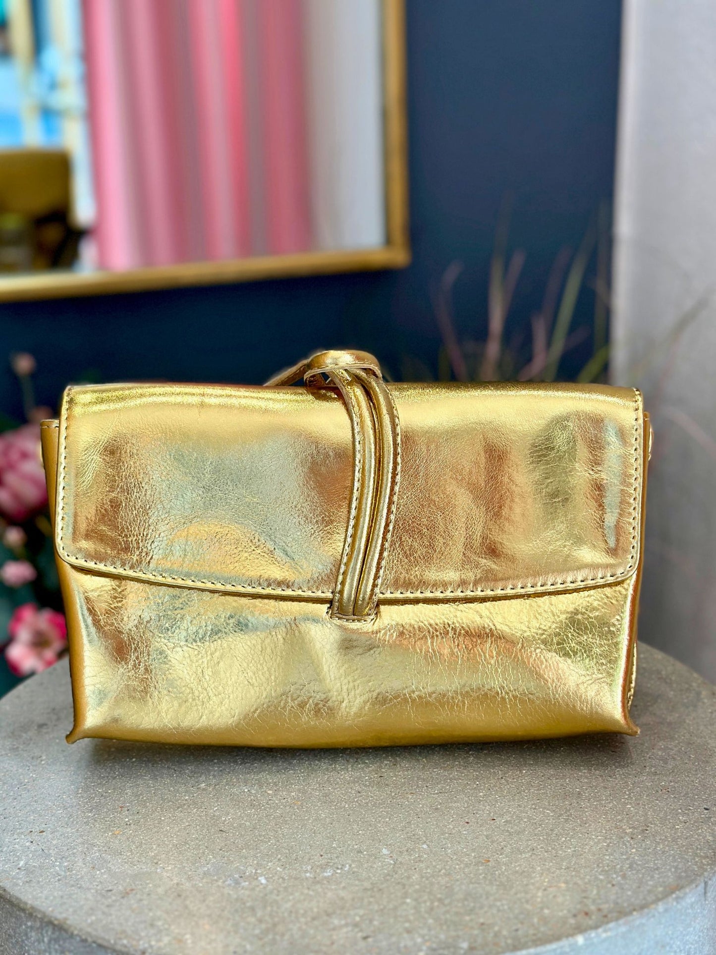 Tim & Simonsen, Taske i Læder, Tara – Gold Metallic
