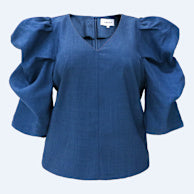 22358 WINNIE VNECK BLOUSE-dusty blue