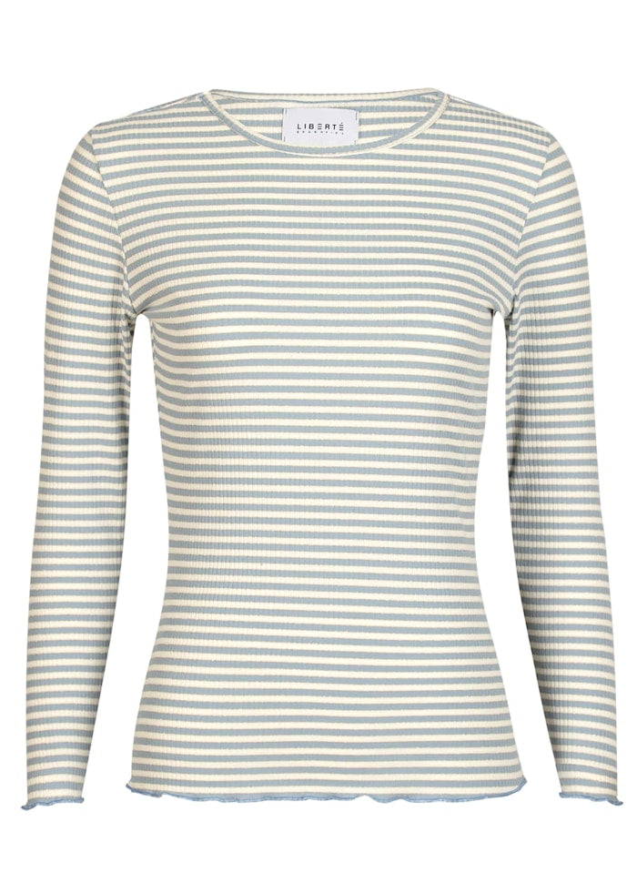 9914 NATALIA LS ROUND NECK BLOUSE blue stripe