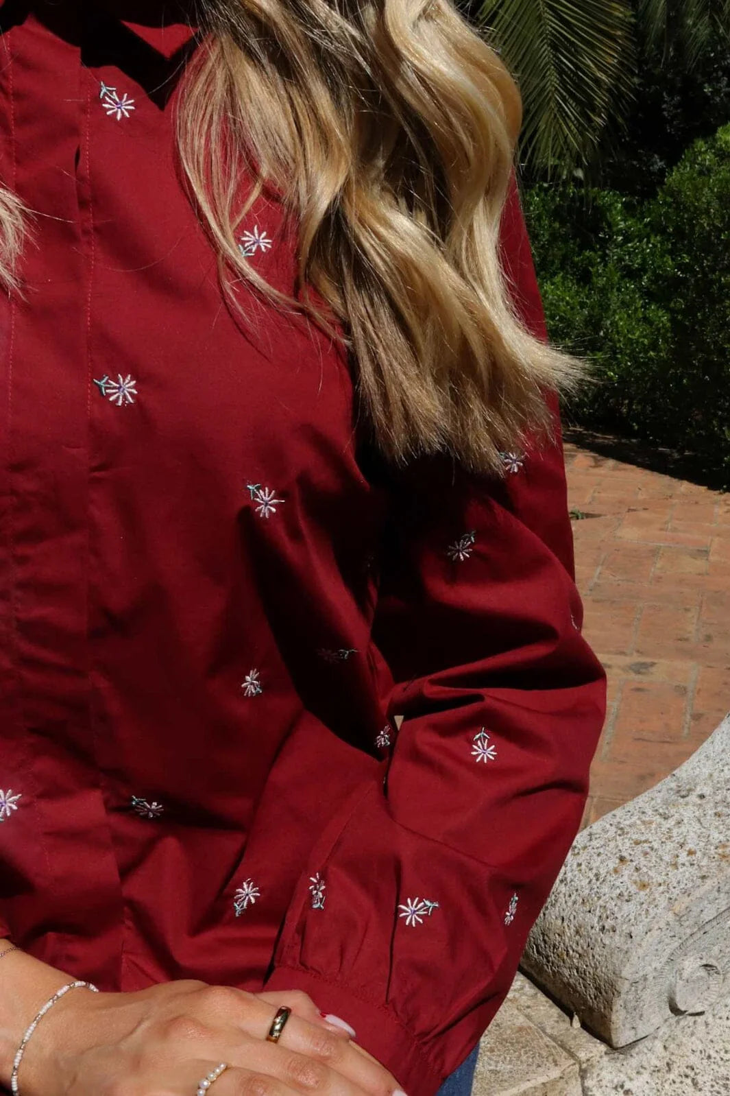 Flora Ls Blouse 21598 Bordeaux Flower