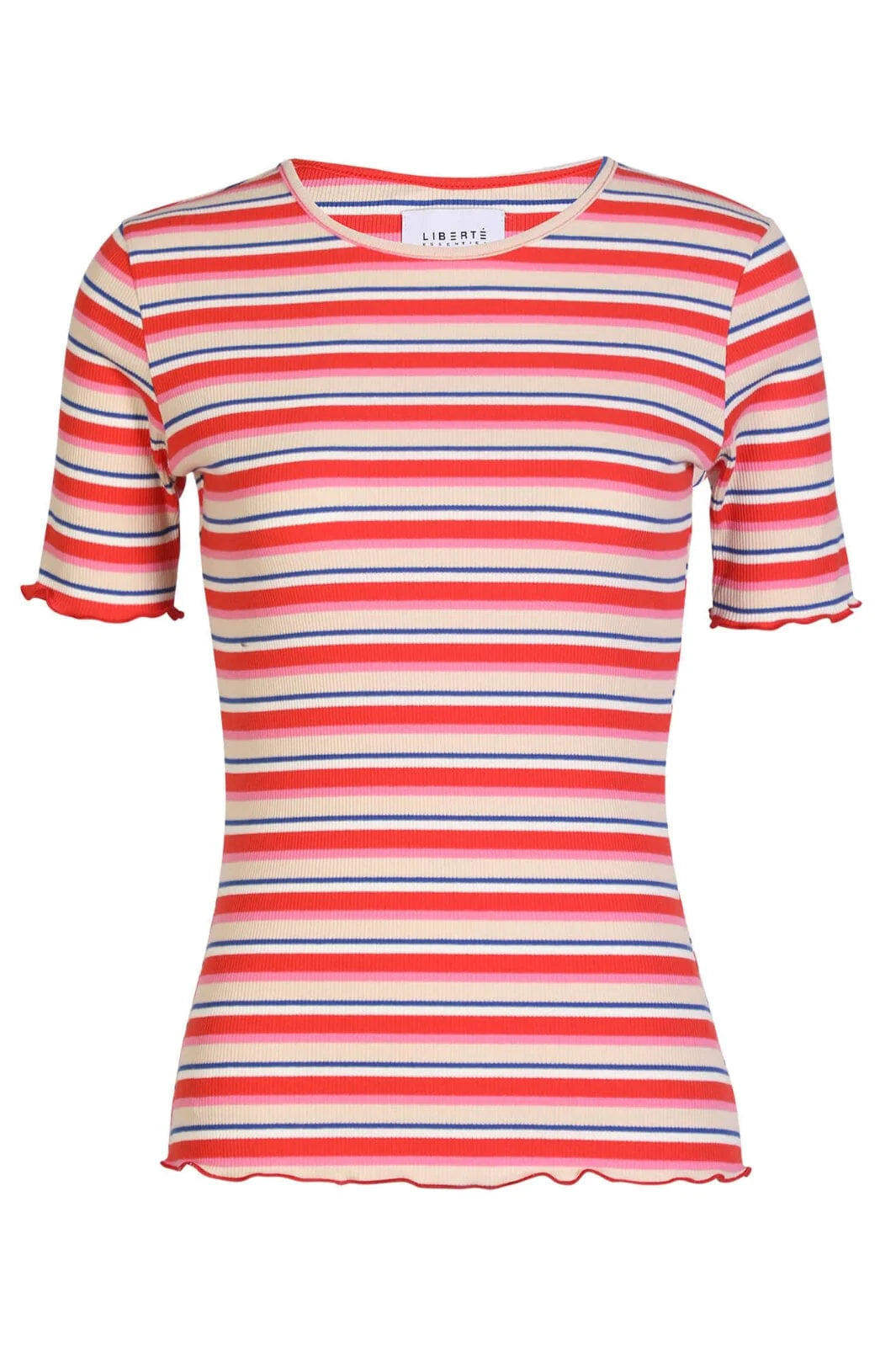 NATALIA-SS-BLOUSE rød/stribet