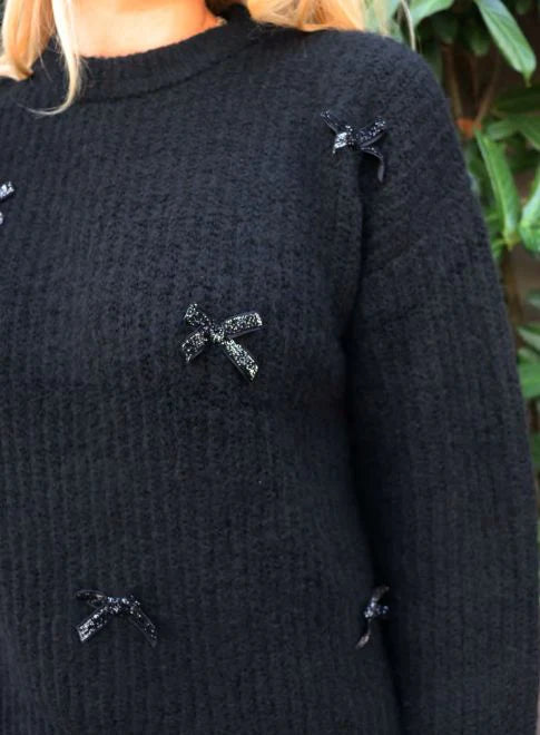 Fro Bow Pullover 22104 BLACK SILVER BOW