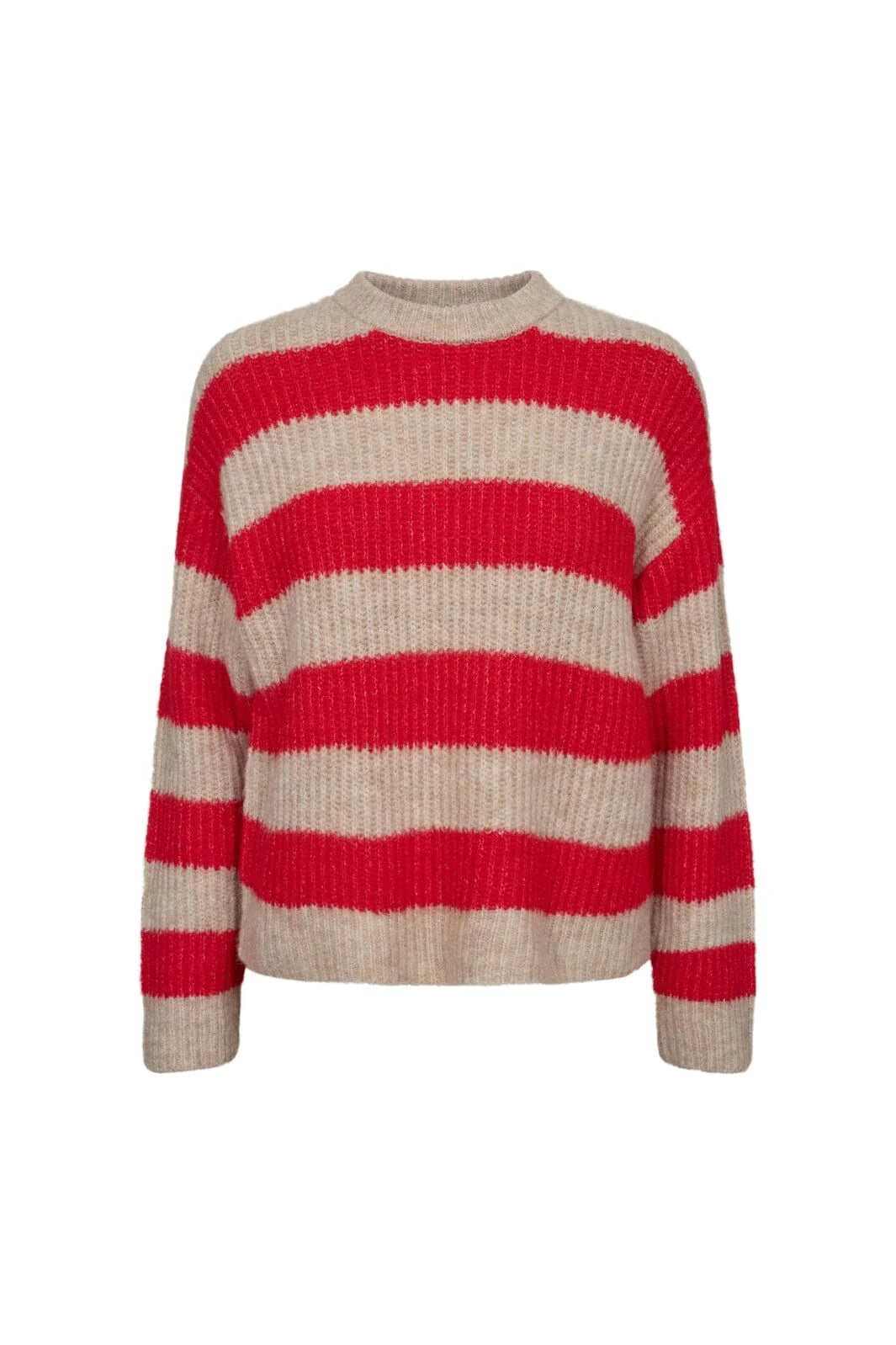 21602 Fro-Pullover Flamingo Red Creme Stripe