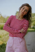 Everyday Stripes LS Blouse - Pink/Red