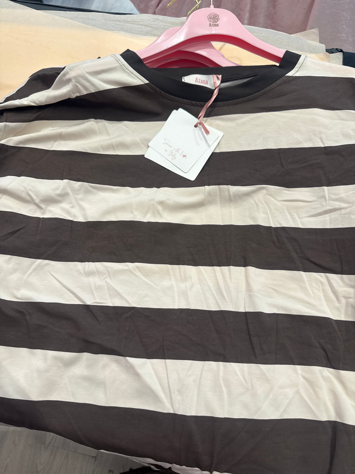 30% 52036 Oversize T-shirt,Bred strib,bm 140