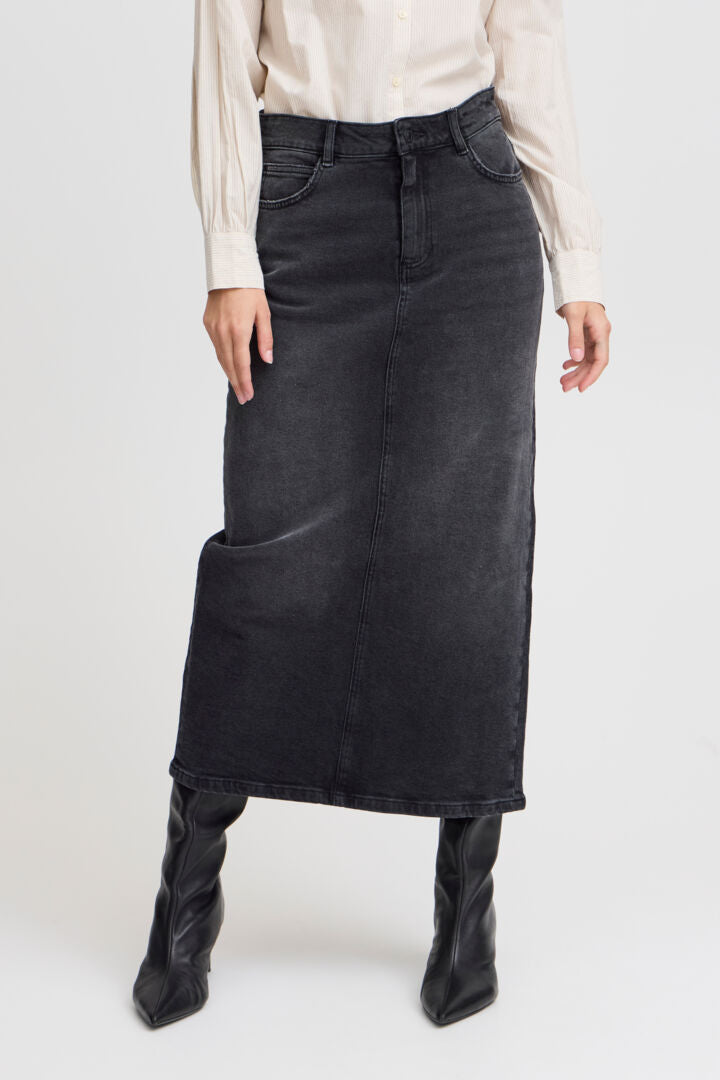 BYDONELLA LONG SKIRT-black denim