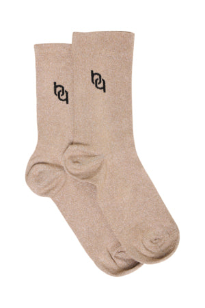 BAWLI GLITTER SOCKS  Brown Logo Sock