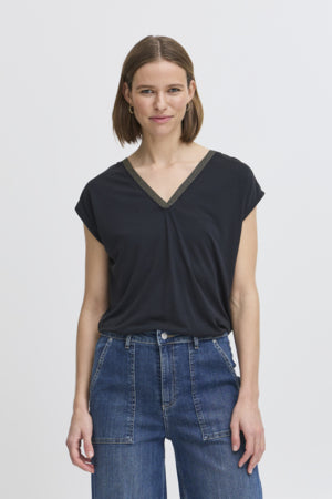 BYPERL DECO NECK TEE