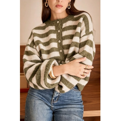 Qnuz 9430  Cardigan m Guldknapper