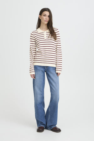 PZSARA Striped Polo Long Sleeve