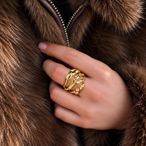 Bastic Big Ring - 18 karat guldbelagt
