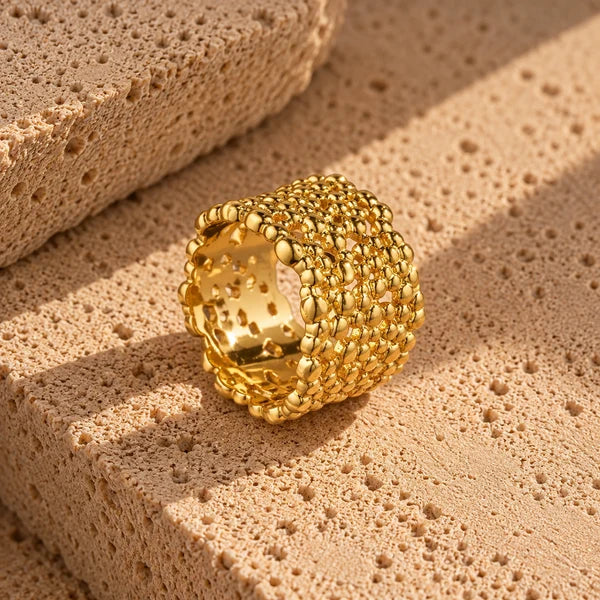 Big Boble Ring - 18 karat guldbelagt str 8/57