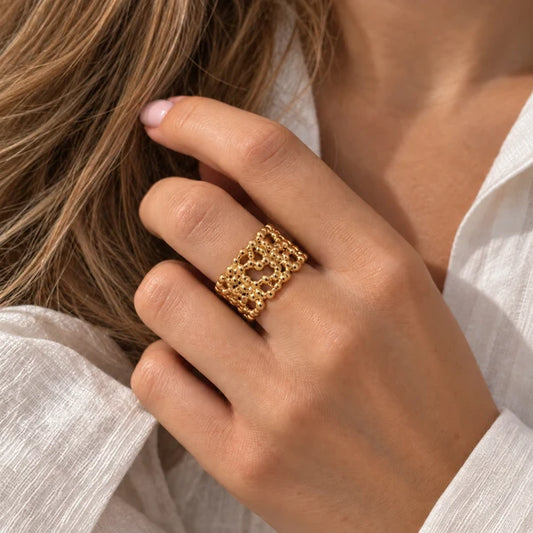 Big Boble Ring - 18 karat guldbelagt str 8/57