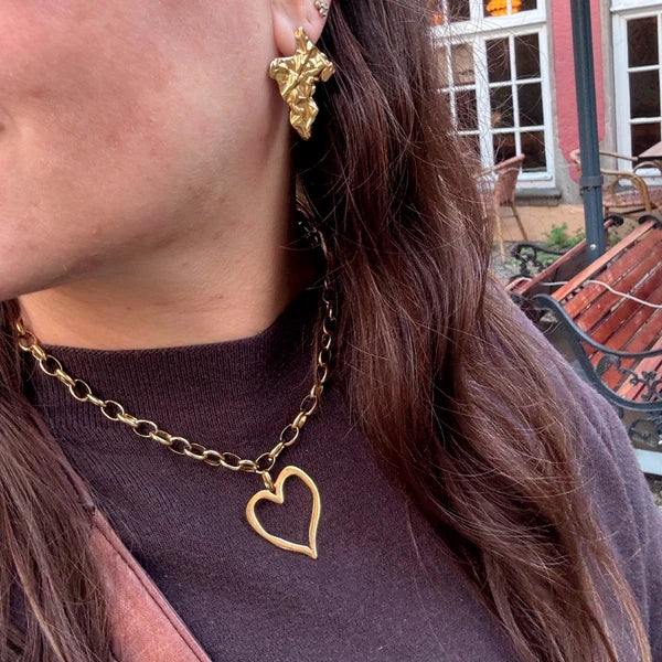 Big Heart Necklace - 18 karat guldbelagt