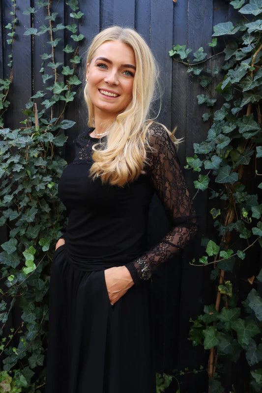 22277 LISA LS LACE BLOUSE 2 - BLACK