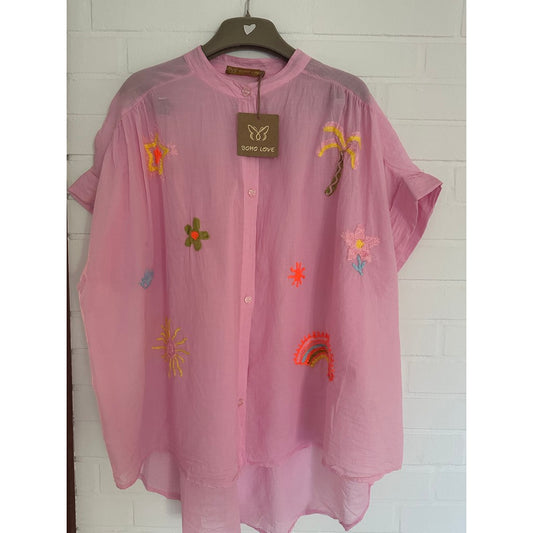 B1385 lyserød bluse