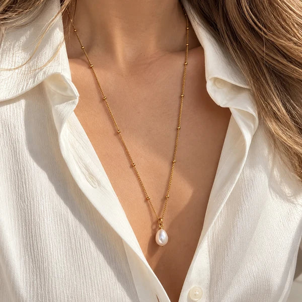 wolff Long Pearl Necklace 80cm - 18 karat guldbelagt