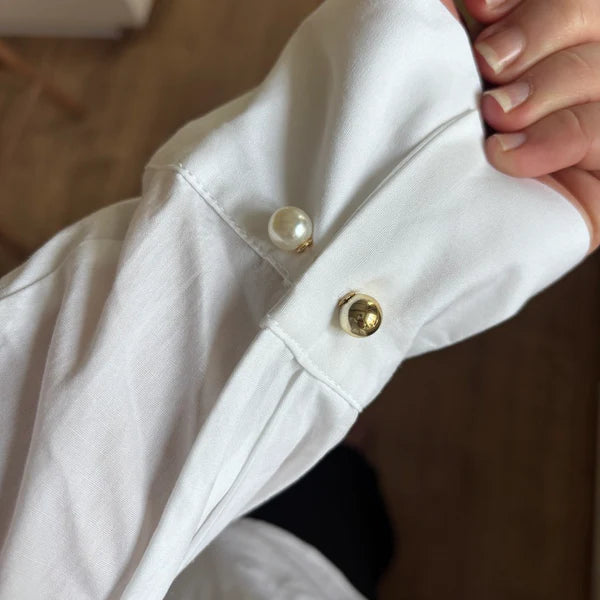 Wolff Jewelry: Pin - gold-white peal - Gold Plated