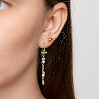 pure: AVA CHAIN EARRINGS W. BIRD AND GEMSTONES