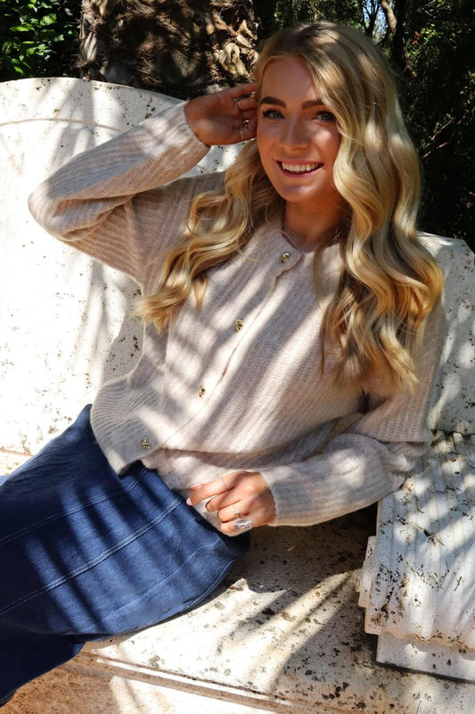 22260-Fro O-Neck Cardigan -ivory