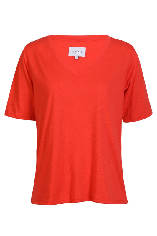 Ulla-Ss-Vneck-Tshirt 21675 coral