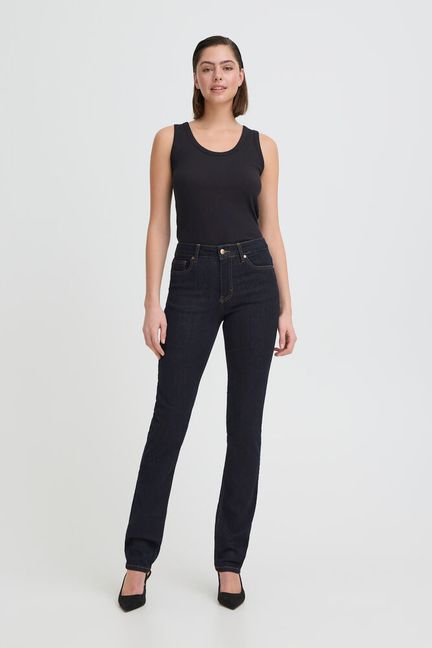 PZEMMA HW JEANS MEDIUM STRAIGH unwashed denim