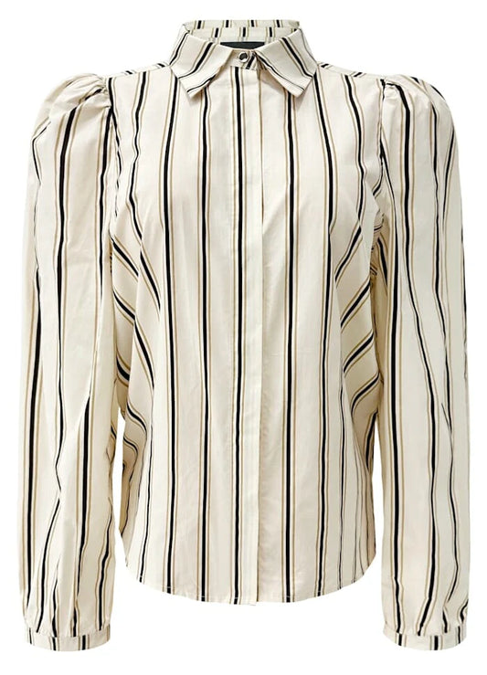 Flora Ls Blouse 21598  Ivory Black Stripe