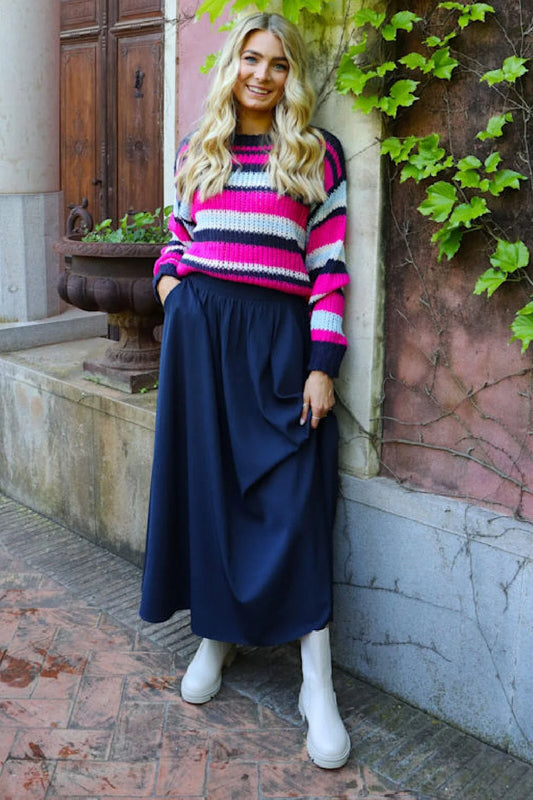 22112 FREDE LONG SKIRT- navy