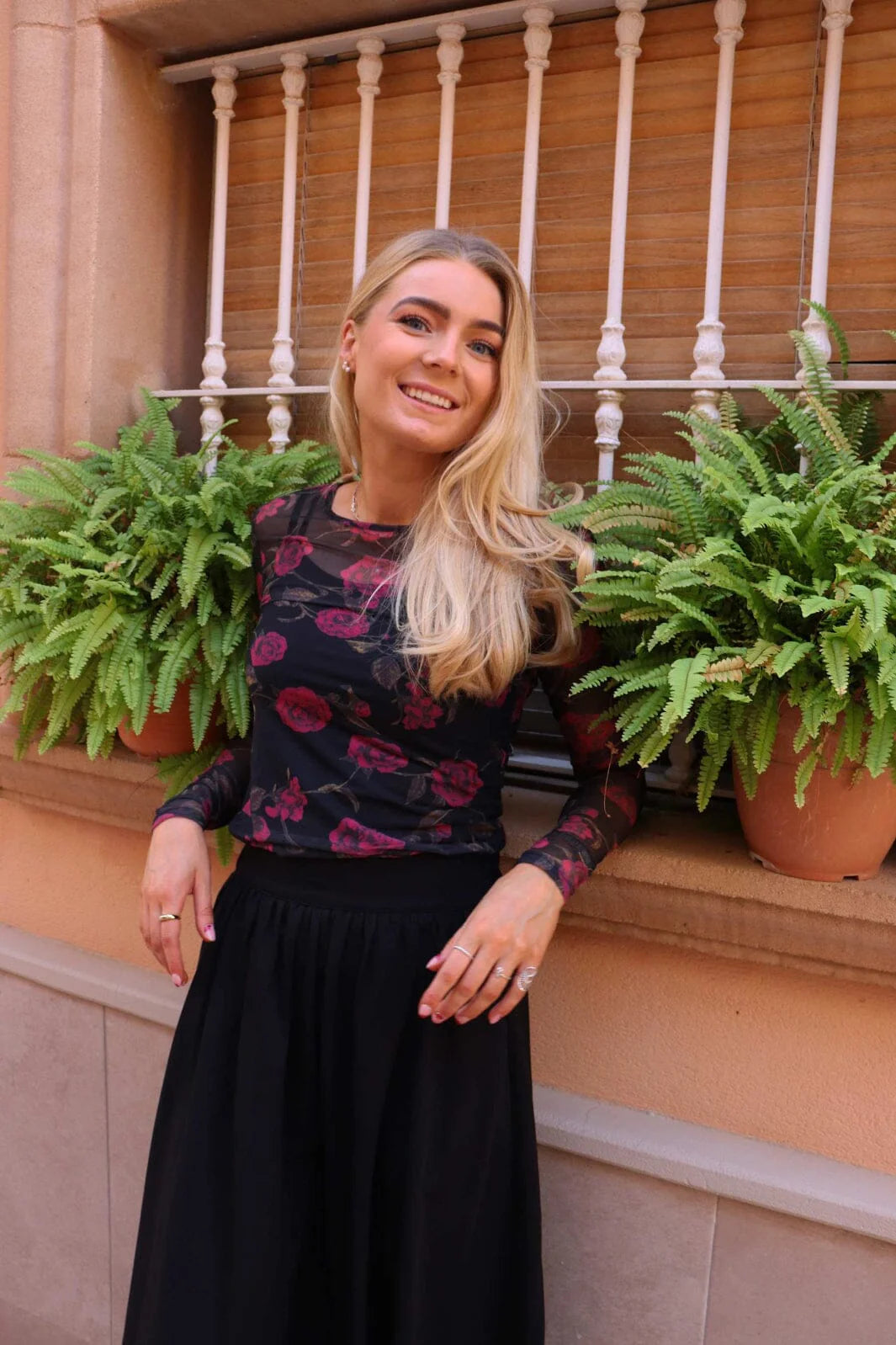 22065 Mesh   Black Pink Rose