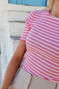 Natalia Ss Blouse 9971 pink rose stribe