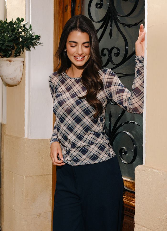 22065 mesh NAVY ARMY CHECK